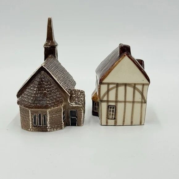 Suffolk Pottery Cottages Baker Church England Ceramic Painted Miniature Building